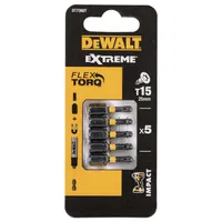 Биты ударные DEWALT "EXTREME" IMPACT TORSION T15 25мм 5шт. DT7380T-QZ