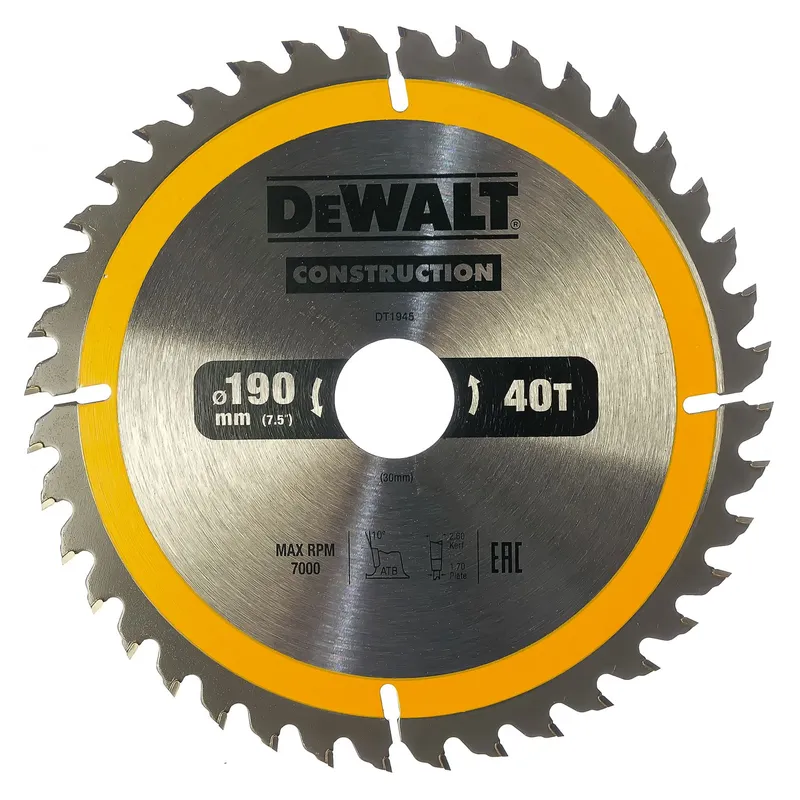 Диск пильный по дереву DeWALT "CONSTRUCTION" Т40 190х30мм DT1945-QZ